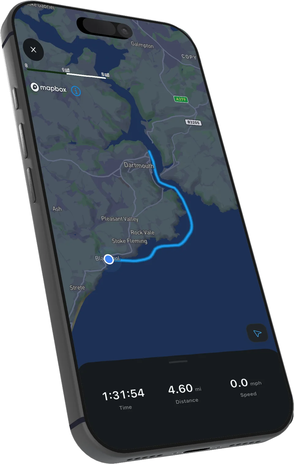 Session in progress — route and pace
